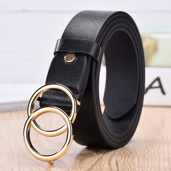 NO.ONEPAUL Designer's famous brand leatherhigh quality belt fashion alloy double ring circle buckle girl jeans dress wild belts